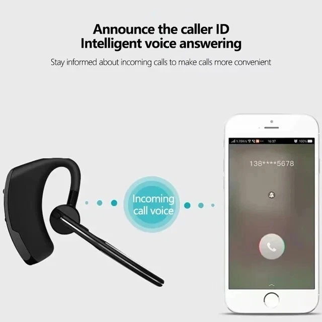 Trucker Wireless Headset Bluetooth 5.1 Earpiece Dual Mic Earbuds Noise Cancelling_voghion.com