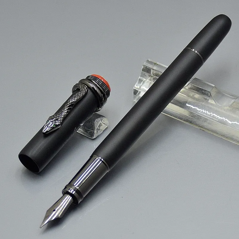Vente en gros Stylo à bille / roller à clip serpent noir mat de haute qualité, papeterie de bureau, écriture, cadeau, stylos à plume à encre_voghion.com