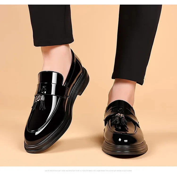 Herren Business Kleid Casual Fashion Elegante formelle Schuhe Slip-on Abend Loafer Party Quaste Lederschuhe Hochzeit 240614_voghion.com