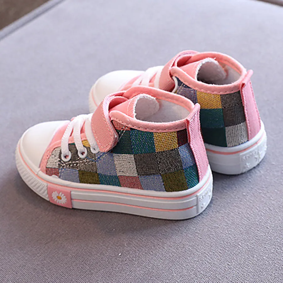 Children Canvas Shoes 2025 Spring Fashion Kids Britain Breathable Assorted Happysteps Casual Girls High-top Lattice_voghion.com