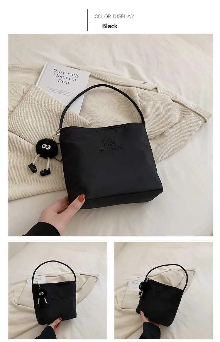 Versatile Nylon Shoulder Bag With Letter Embroidery For Women_voghion.com