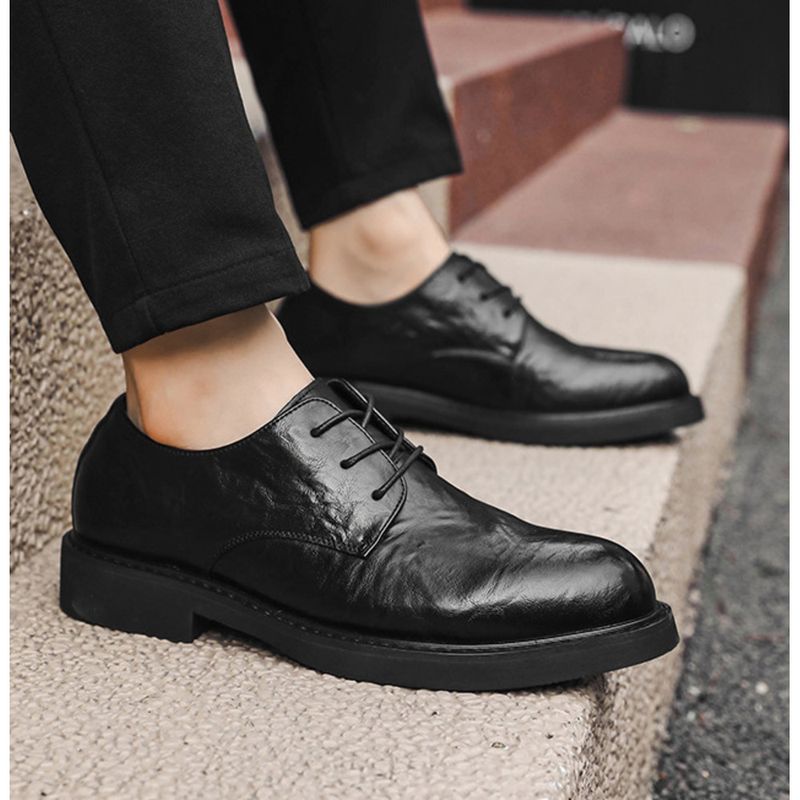Nové business casual šaty s vrstvou hovězí kůže, pohodlné černé, svatební, pánské malé kožené boty_voghion.com