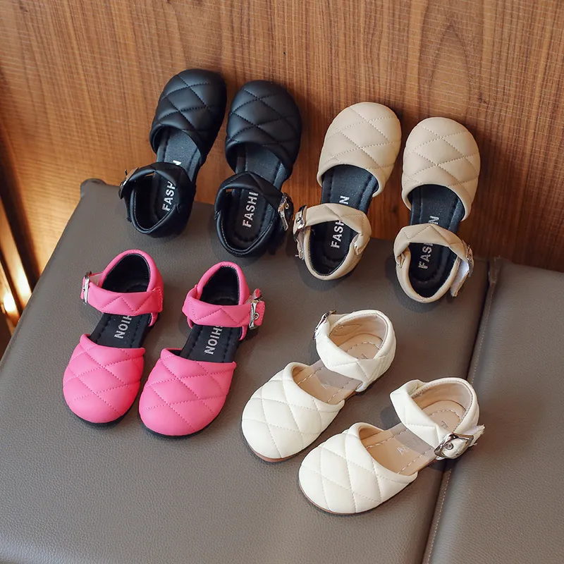 Pantofi pentru copii, fete, cu vârful închis, stil prințesă, design nou, triplu negru, mărime gratuită, livrare gratuită_voghion.com