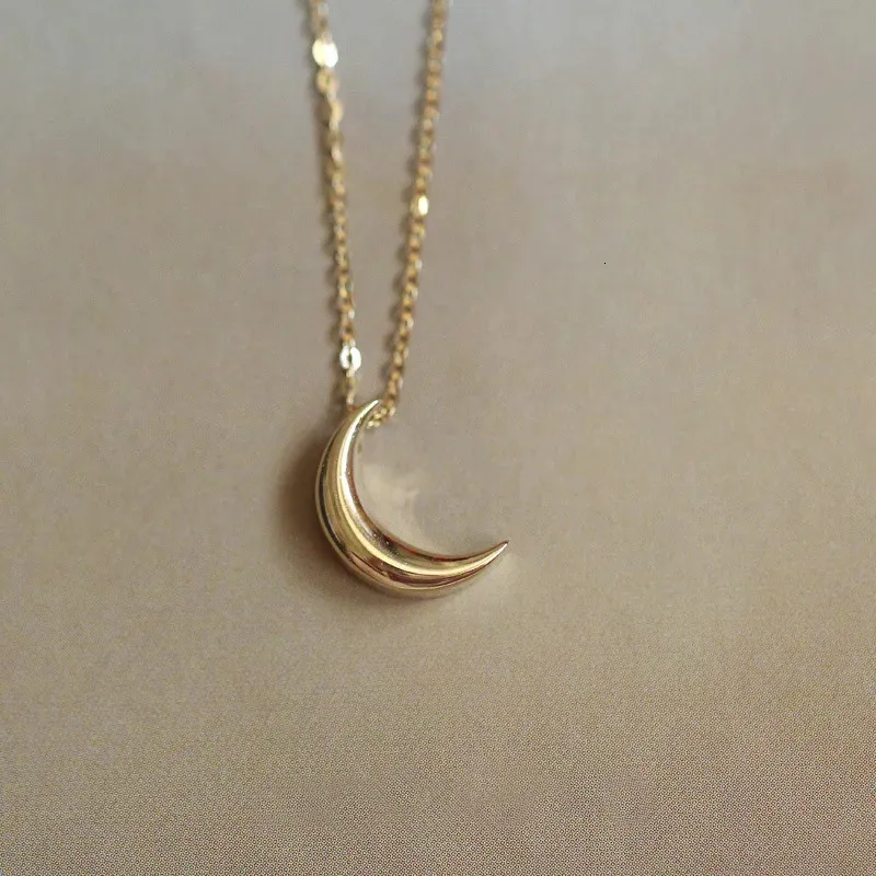 Collana con ciondolo in oro k allmatch, piccola luna, elegante, placcata in argento sterling 14K, con piastra leggera, entrata Lux 240119_voghion.com