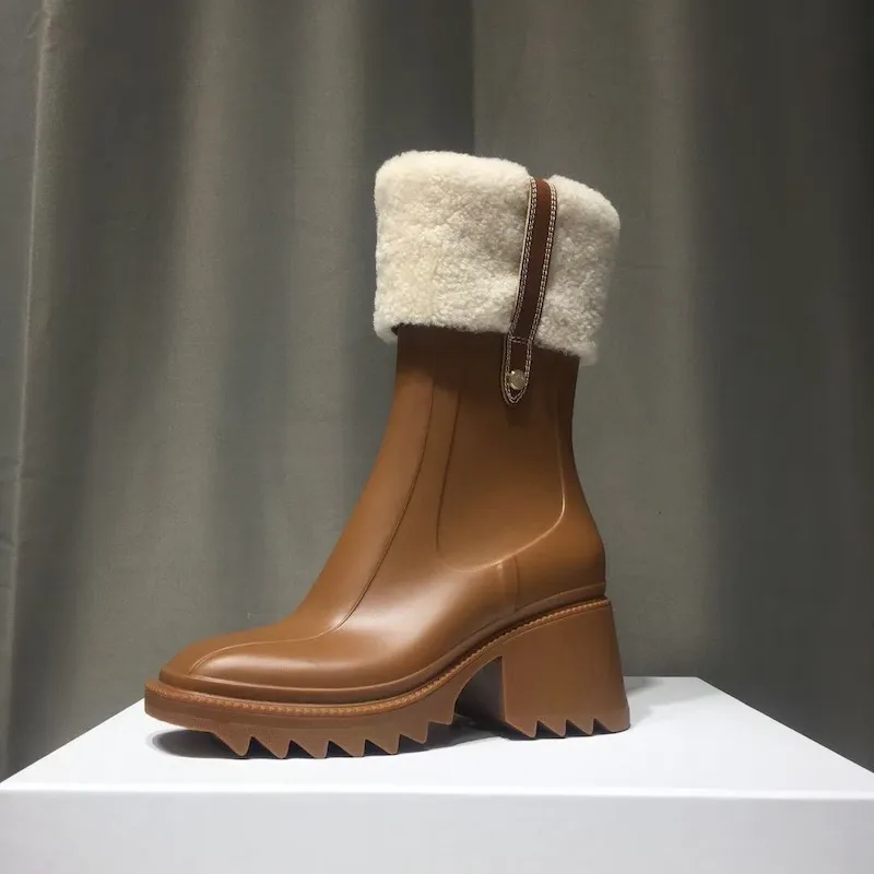 Women's Black Knee-high Waterproof Rain Boots With Platform Sole_voghion.com