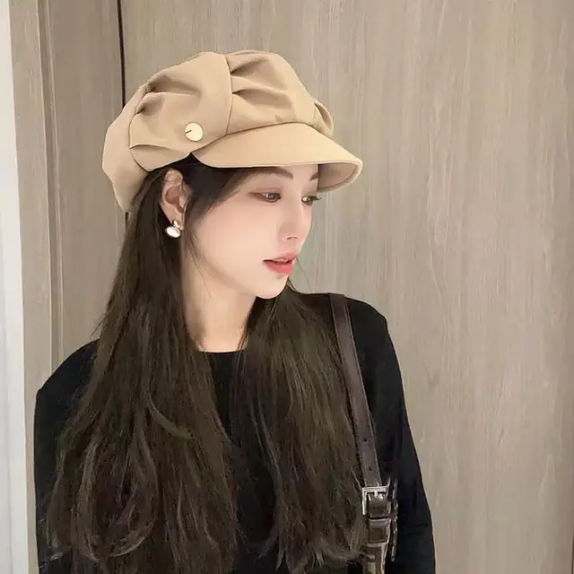 New Arrivals Breathable Octagonal Hat Retro Windproof Layered Vintage Newsboy Hats Solid Color Elegant Pleated Berets Women Men_voghion.com