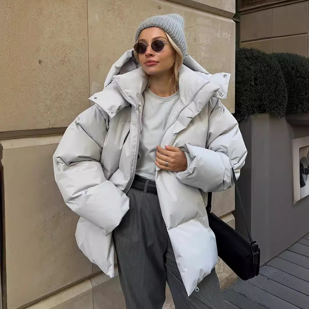 Cross border cotton coat 2024 autumn and winter European and American new cotton coat women’s loose cotton coat jacket loose coat top
