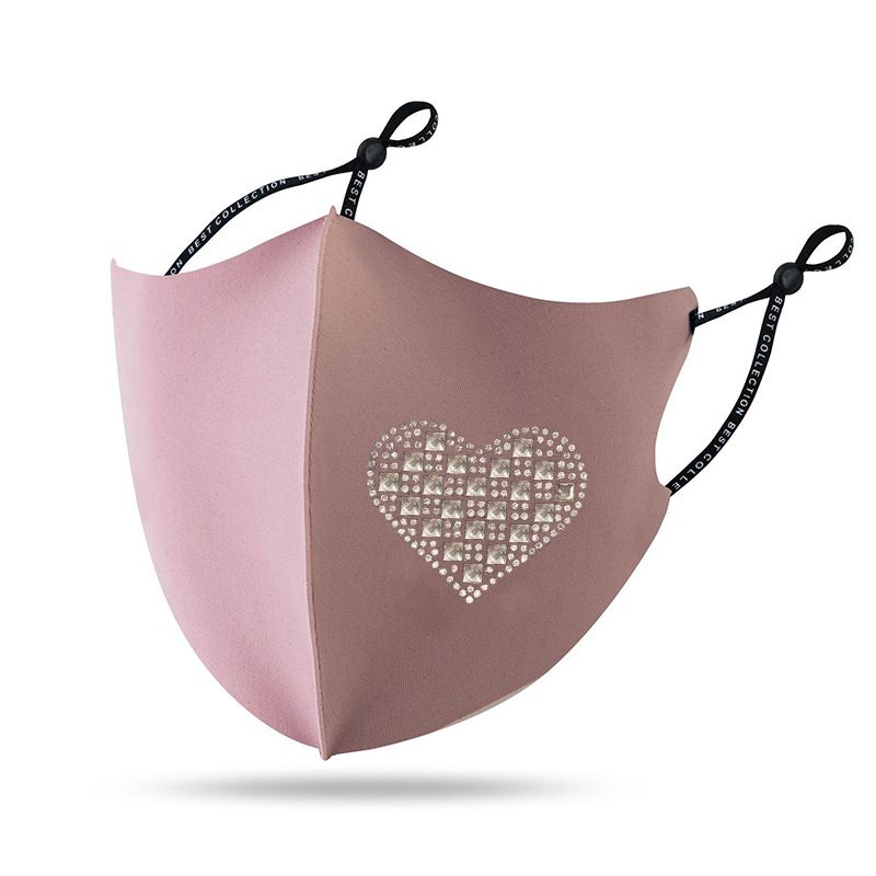 Nuovi accessori estivi Questa crema solare traspirante è una maschera per il viso in cotone di seta color pesca cuore diamante_voghion.com