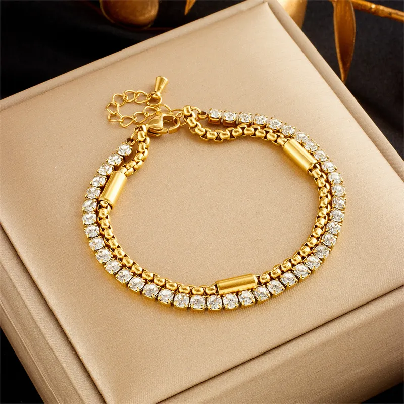 Goldkette Iced Out Armband Designer Charm Stapelbare Armbänder Manschette für Frauen Freundin Geburtstagsgeschenk Mode Fein_voghion.com