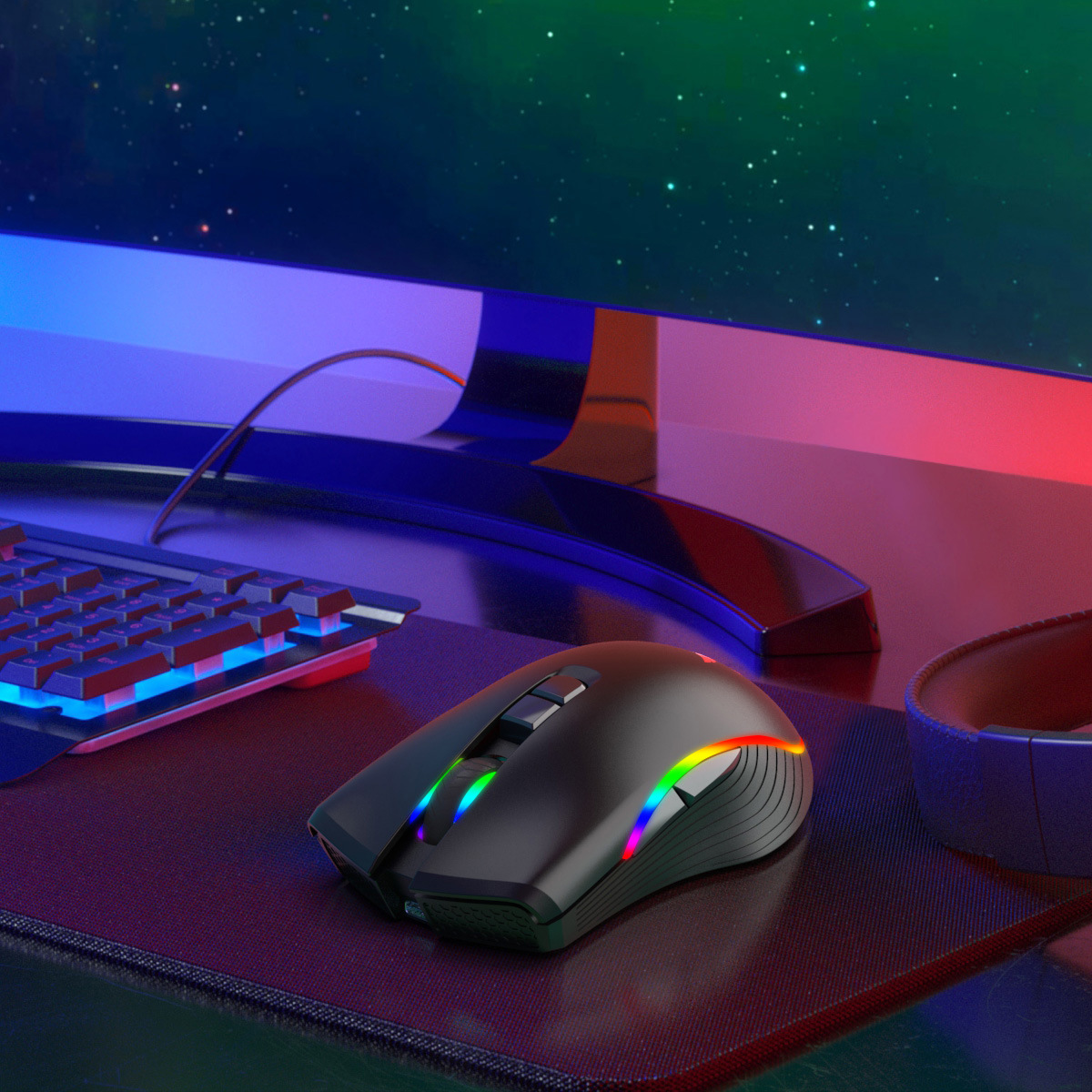 T26 2.4G RGB glowing wireless TYPE-C rechargeable interface seven button gaming mouse hot selling_voghion.com