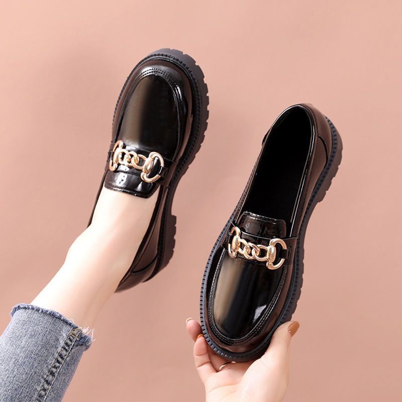 New single shoe women's versatile fashion uniform spring and autumn 2023 thick sole loafers, British style small leather_voghion.com