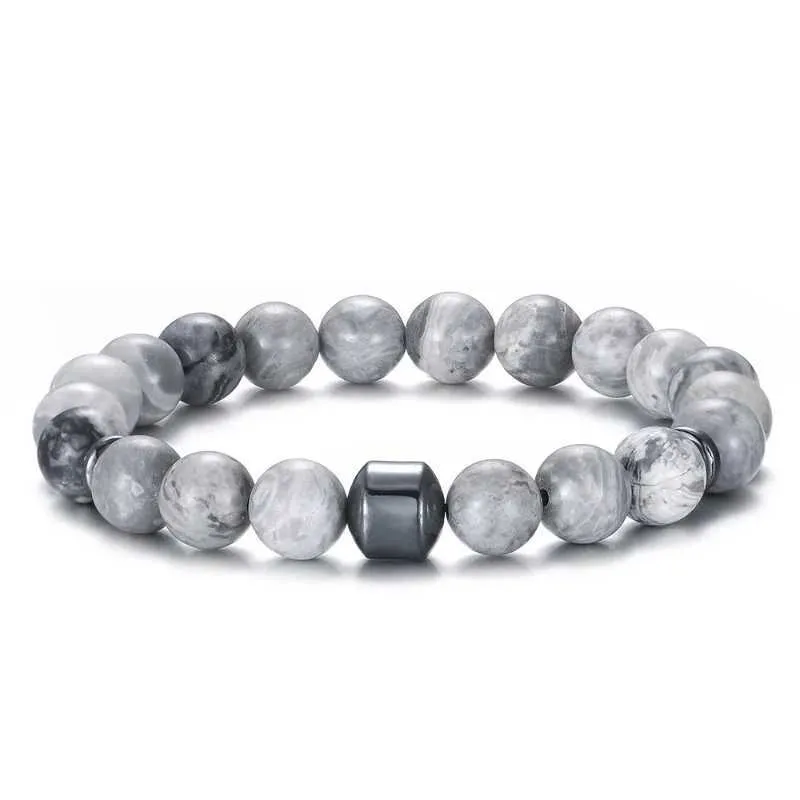 Natural Stone Beaded Bracelet Elastic Yoga Bangle For Men And Women_voghion.com