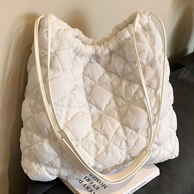 Damen Dia Gesteppter Eimer Große Kapazität Plissee Wolke Kordelzug Unten Hobo Gepolsterte Schulter Herbst Winter Tasche_voghion.com