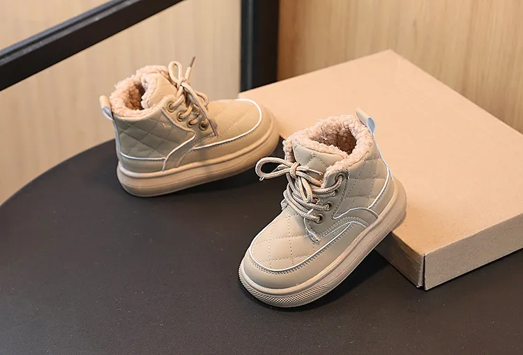 2025 Moda Plaid Autunno Bambina Scarpe Ragazzi Caviglia Flessibile Fondo Spesso Bambini Stivali da Neve Littlesprouts Nuovi Bambini_voghion.com