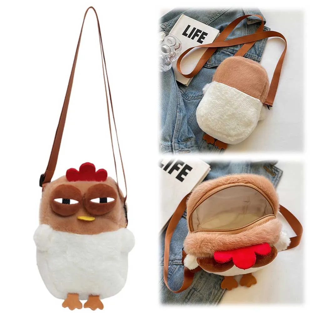 Borsa a tracolla da donna in peluche con tracolla regolabile, stile cartone animato, per viaggi e feste_voghion.com