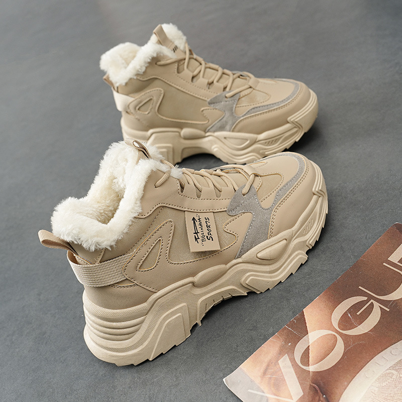 Chaussures montantes pour femmes 2024 nouvelles chaussures en coton d'automne et d'hiver version coréenne toutes les chaussures de sport décontractées pour femmes papa plus velours 819 5