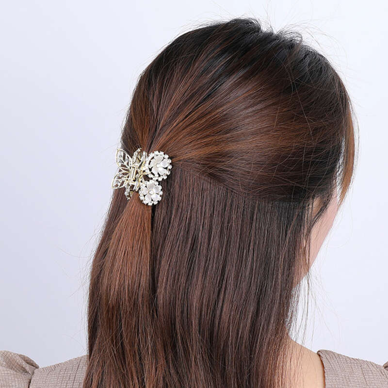 Capelli semi legati con piccola frangia nera, temperamento di alta qualità, fermaglio per capelli con mini frangia, fermaglio laterale Ins_voghion.com