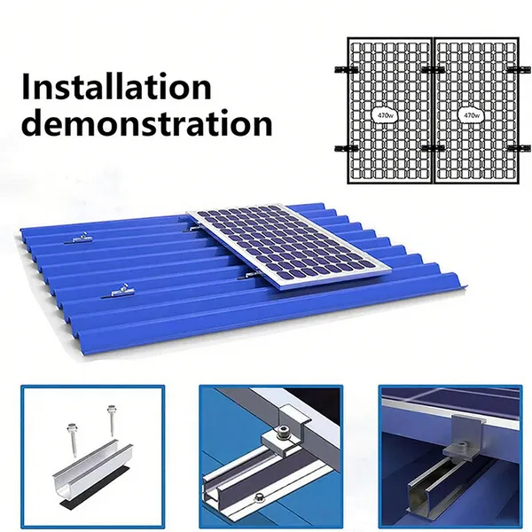 20cm U-shaped Solar Panel Guide Rail Black Pressure Block For Photovoltaic System Installation_voghion.com