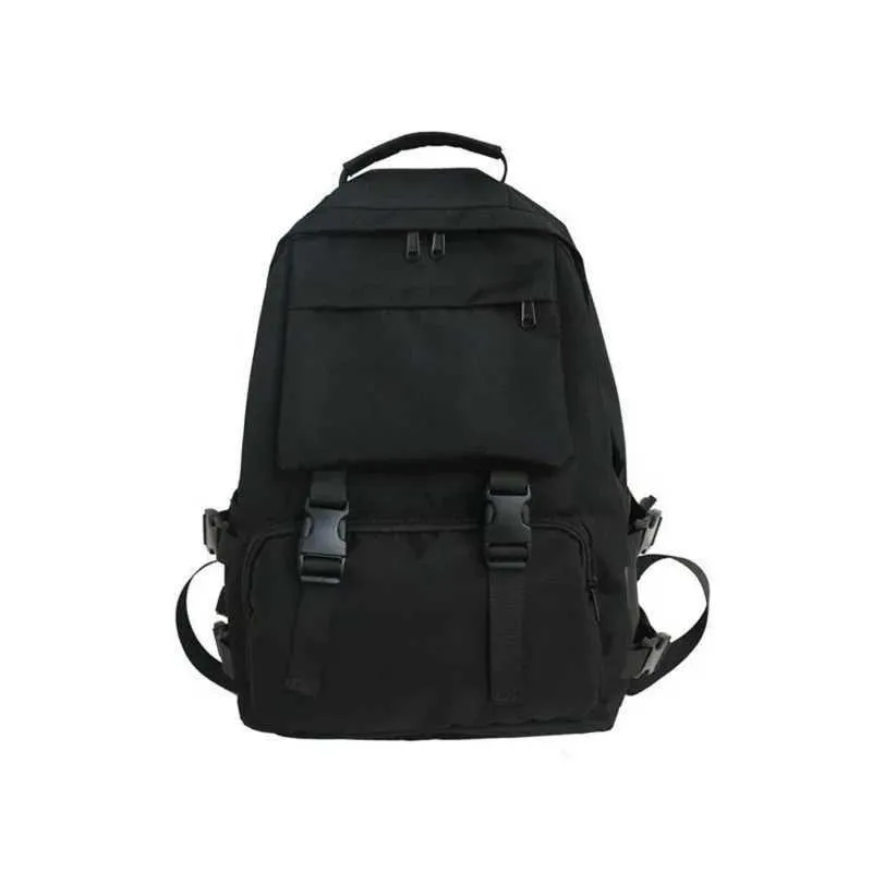 Simple Backpacks Large Capacity Travel Bag Solid Haruku Student Schoolbag Backpack Women Man Unisex High_voghion.com