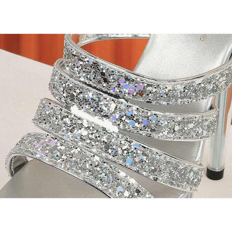 25 Nuovo Fondo di Cristallo Estivo Trasparente Piattaforma Impermeabile Super Tacco Hentian Alto Rotondo Testa Cinturino Fresco Trascinare Sexy_voghion.com