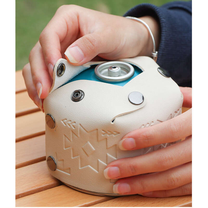 Outdoor Flat Mountain Gas Tank Camping Debris Storage Box Totem Leather Protective Sleeve_voghion.com