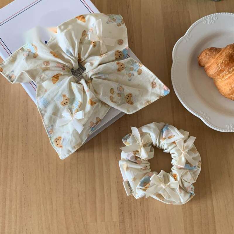 Cute Cookies, Teddy Bear, Bow, Square Ring, Large Intestine Circle, Girl's Heart, Rope, Rubber Band, Handmade Hair_voghion.com