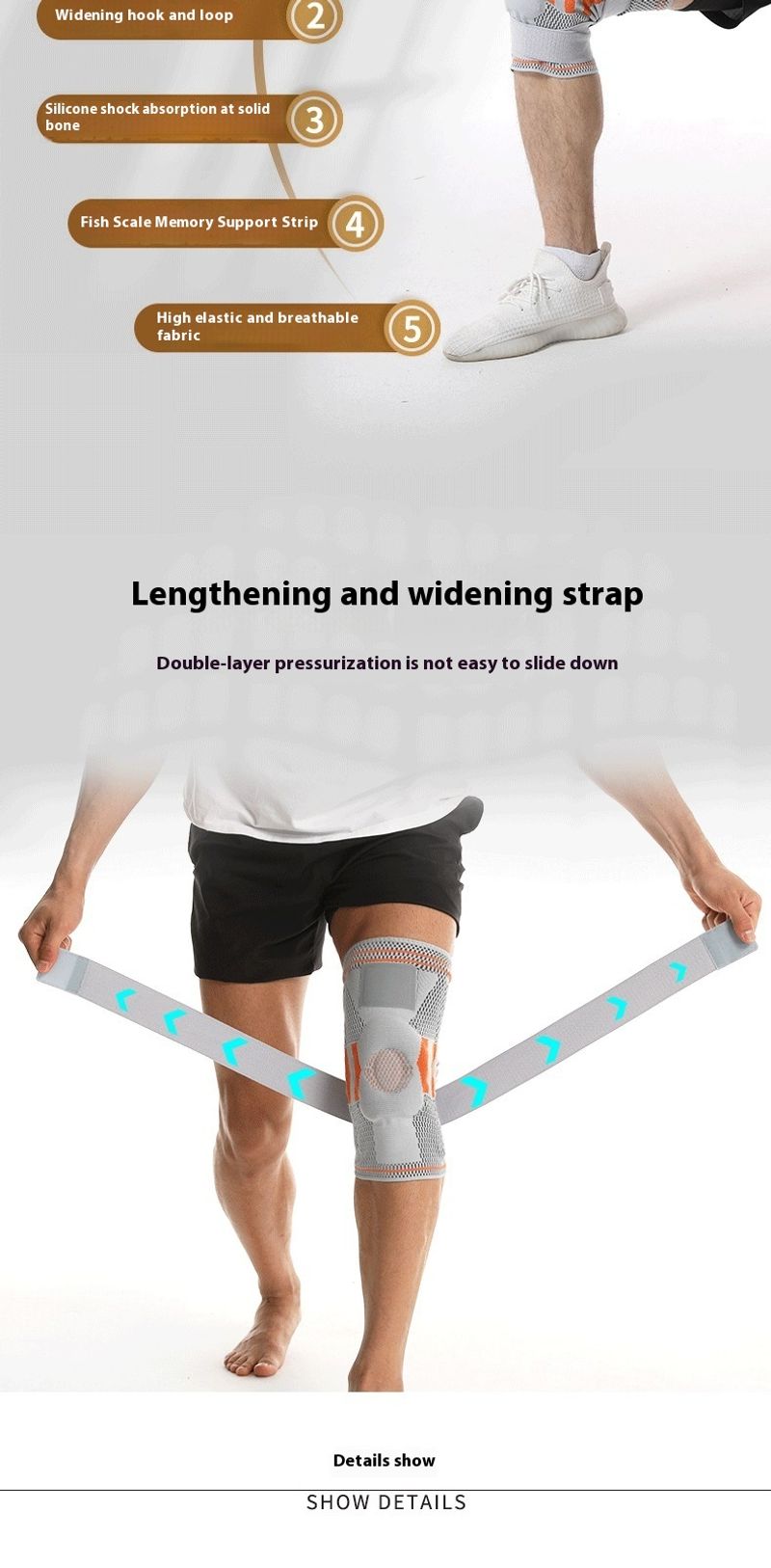 Sports women's nylon straps, silicone pads for cycg, cold resistant spring support, knee pads, meniscus_voghion.com