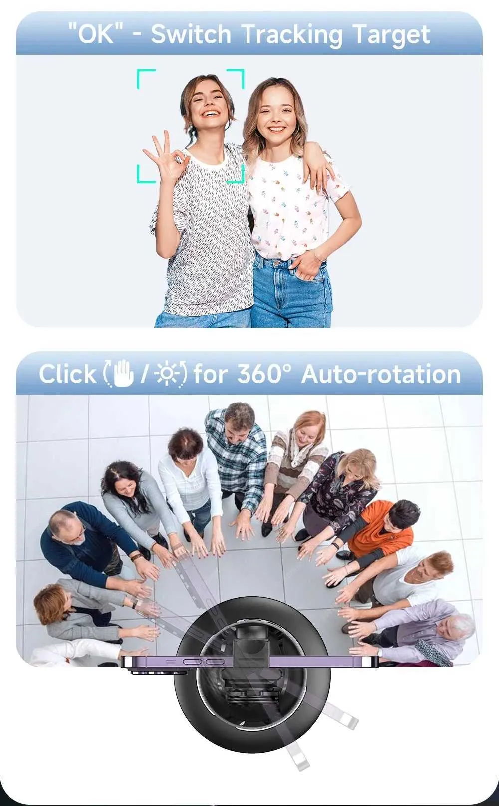 Stabilizers AXNEN P03 Stabilizer Mobile Phone AI 360 Follow Selfie Stand Face Tracking Desktop Gimbal For Cellphone And_voghion.com