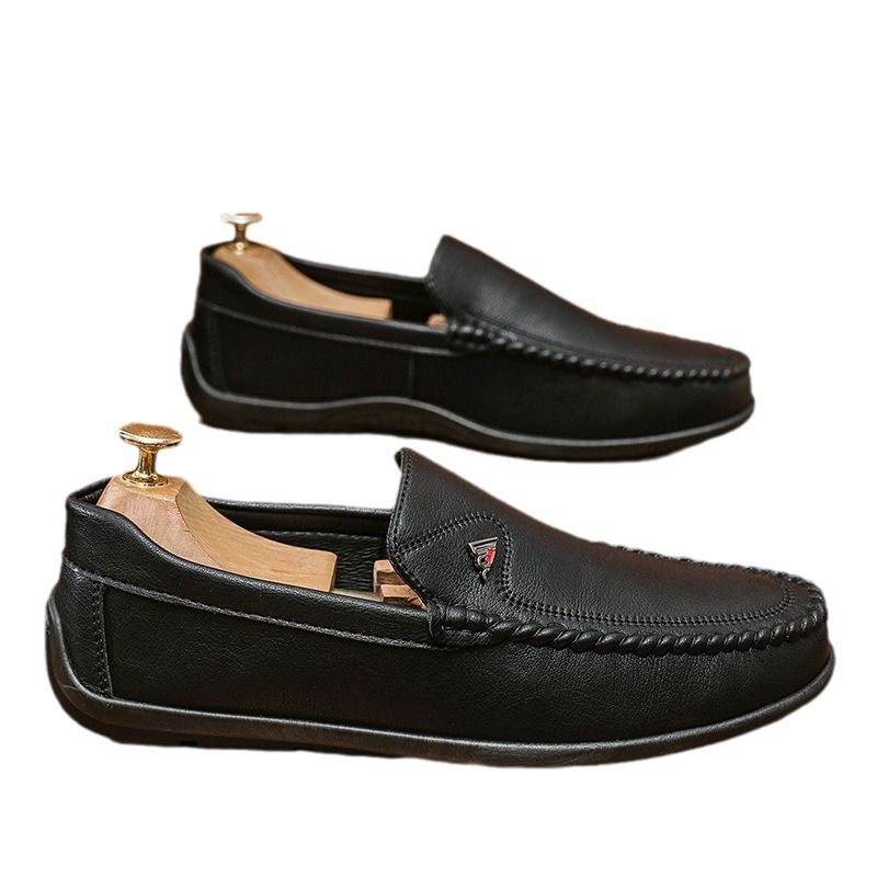 Lefu men's casual leather British business lazy shoes, bean shoes_voghion.com