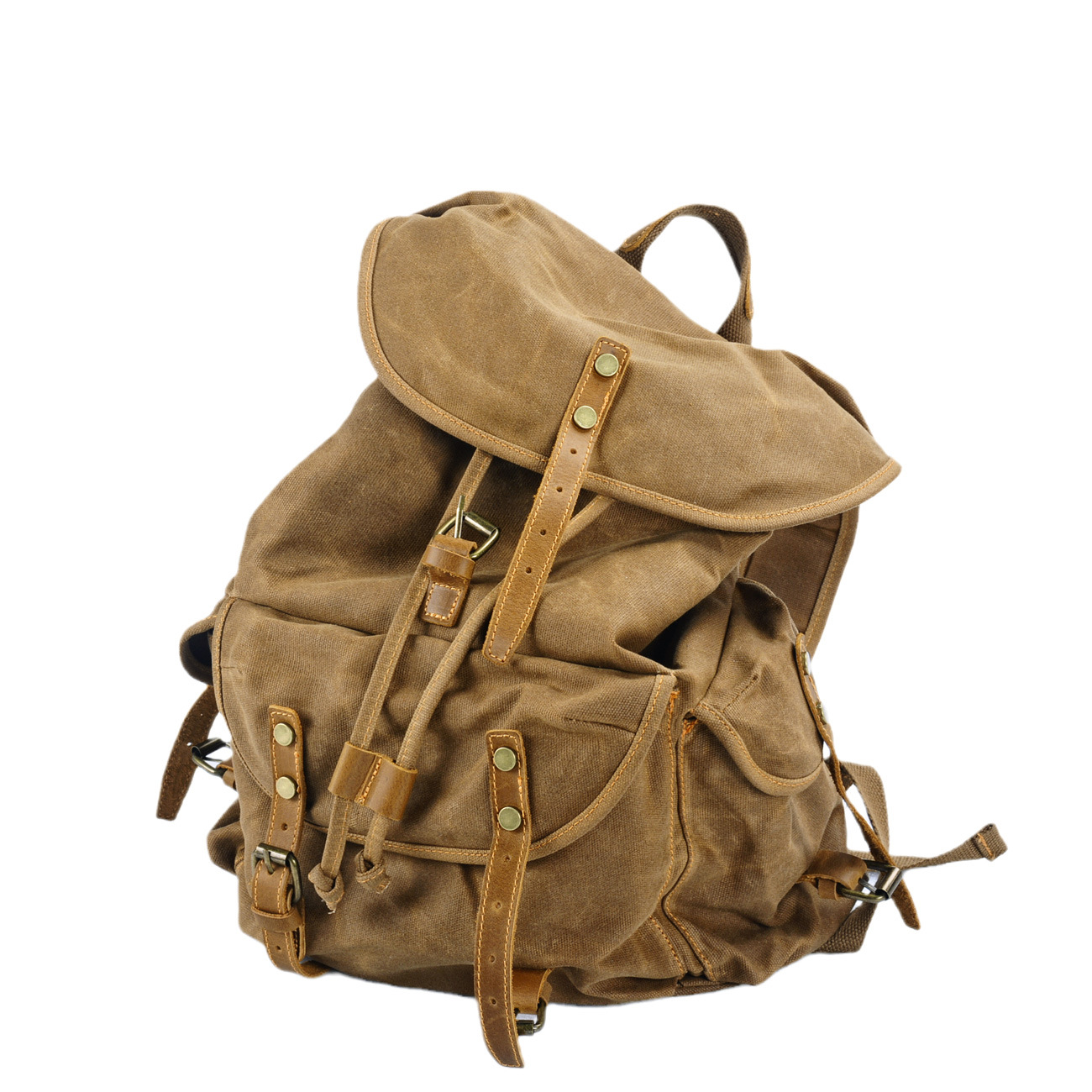Zaino da uomo LazyZoom in tela cerata morbida, grande capacità, per studenti, scuola, viaggi e trekking_voghion.com