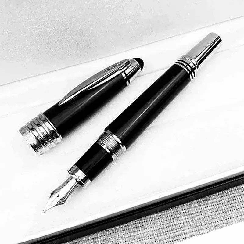 Grousshandel Héichqualitativ John F. Kennedy Schwaarz Kuelefaser Rollerball Kugelschreiwer Füllfedern Schreifbüro Schoulmaterial mat JFK Seriennummer_voghion.com