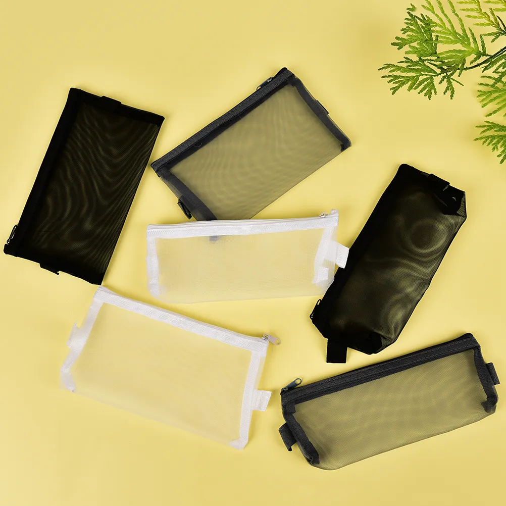 Astuccio per matite trasparente per esami S/L con cerniera in rete semplice e trasparente, borsa per cancelleria per la scuola_voghion.com