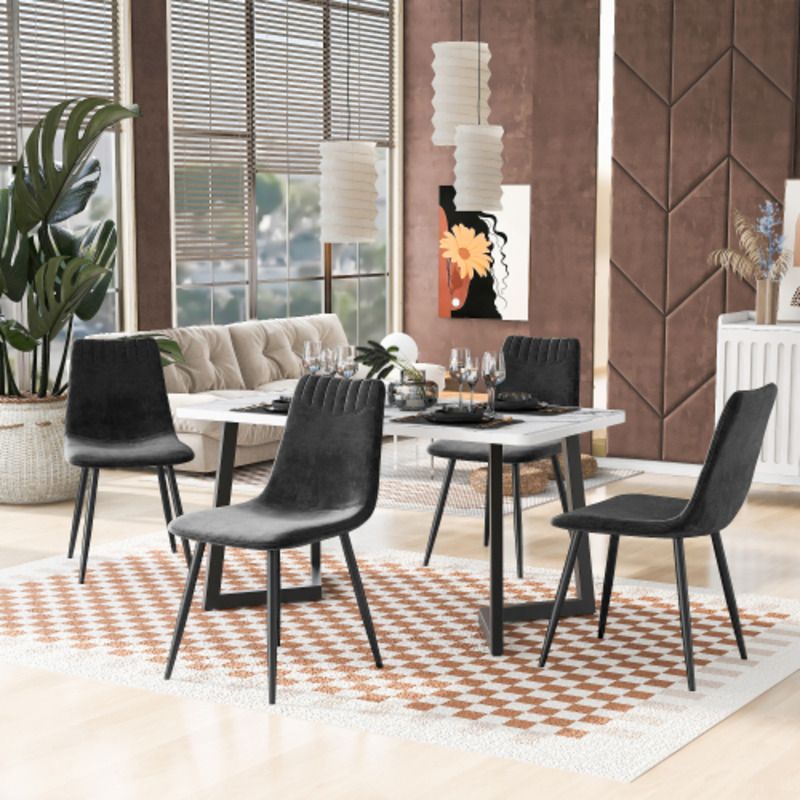 Esszimmerstuhl (4 St), Schwarz,Samtstühle,Wohnzimmer Stühle,Polsterstuhl Stuhl mit Rückenlehne,Sitzfläche Gestell aus_voghion.com