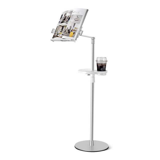 Soporte de piso para lectura de libros ajustable en altura de 1,5 m, soporte de brazo largo para mesa de cama, soporte para lectura de libros, soporte para lectura de libros con rotación de múltiples ángulos_voghion.com