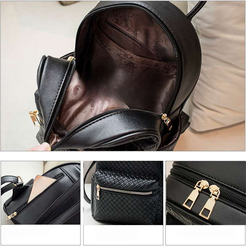 Women's Woven Mini Backpack For Ladies Stylish Pu Leather Bag_voghion.com