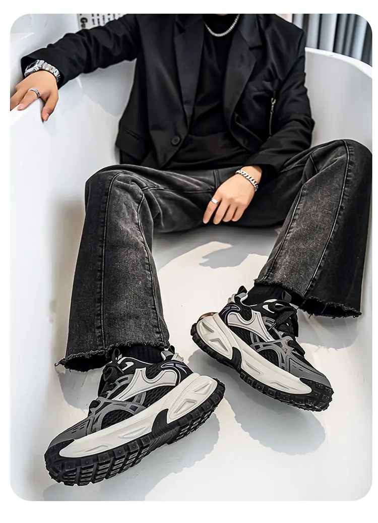 Chaussures de sport antidérapantes pour hommes, chaussures décontractées à plateforme rehaussante, chaussures tendance pour papa_voghion.com