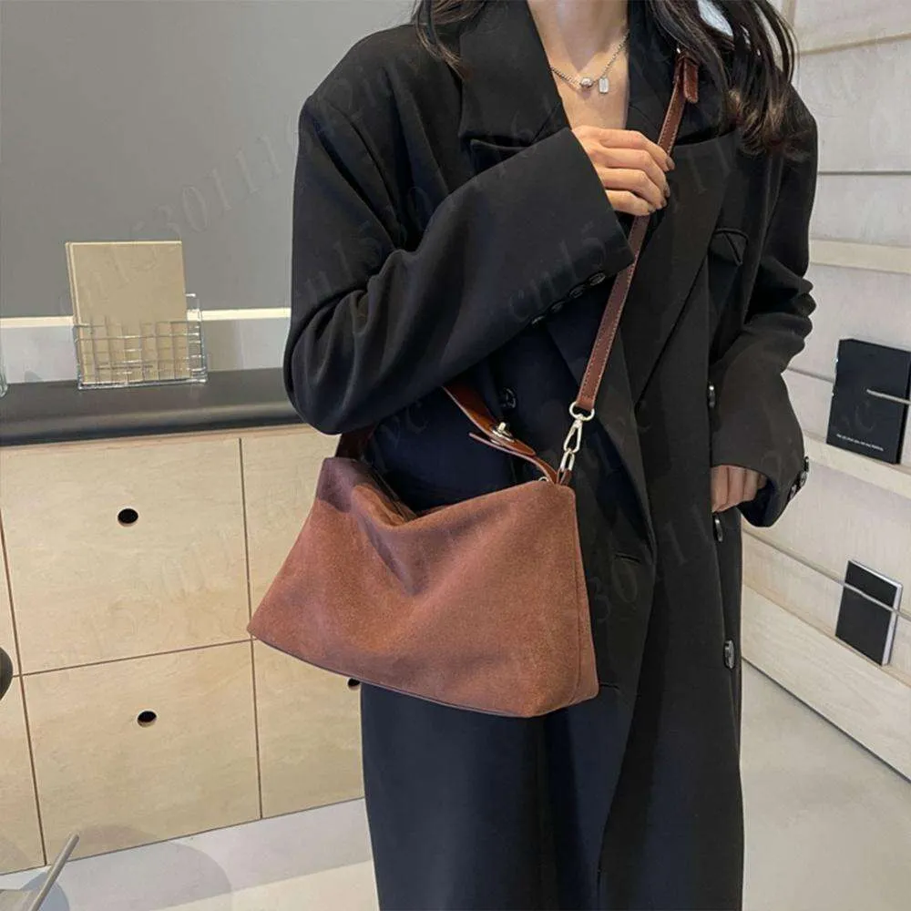 Borsa a tracolla in pelle scamosciata da donna, tracolla regolabile, hobo con tasca interna, pochette, borsa a mano con cerniera_voghion.com