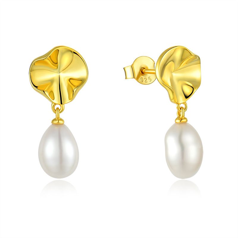 Orecchini barocchi in perle placcate in oro 14k per donna, gioielli in argento_voghion.com