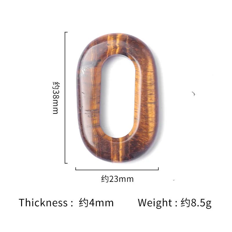 Lot de 10 pendentifs en pierre de cristal naturel en forme de O en forme d'améthyste, quartz rose, œil de tigre, breloques pour collier à faire soi-même_voghion.com