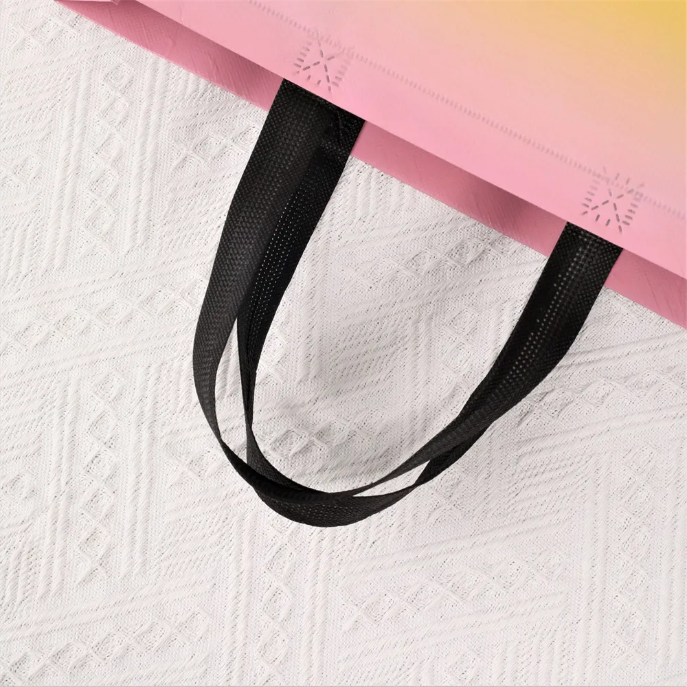 Foldable Laser Shopping Reusable Eco Tote Business Clothing Waterproof Fabric Non-woven Bag Travel Storage Handbag_voghion.com