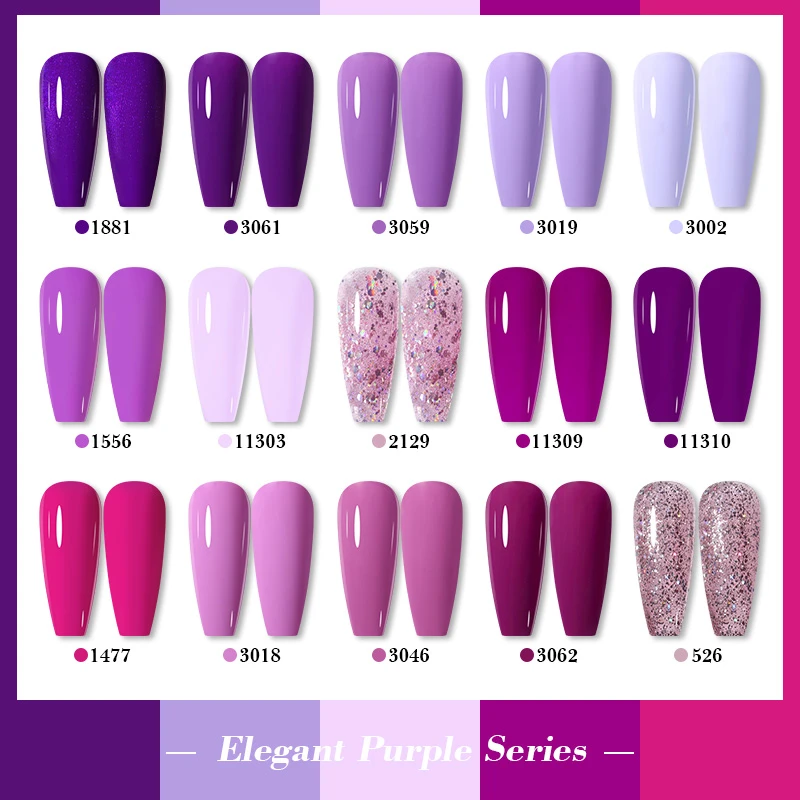 Parkson Purple Series Nail Gel Polish Soak Off UV LED Semi Permanent Color Gel DIY Nail Gel Varnish Base Top Coat Nail Art Gel_voghion.com