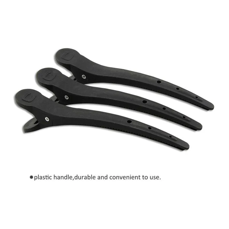 10pcs Black Clip Flat Duck Mouth Professional Carbon Salon Styling Cutting Hair Clips_voghion.com