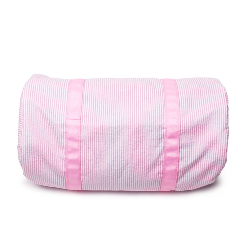 Domier Seersucker Baumwolle Reisetasche Gepäcktasche tragbare Zylindertasche Acryl Kunststoff Zahn Reißverschluss_voghion.com