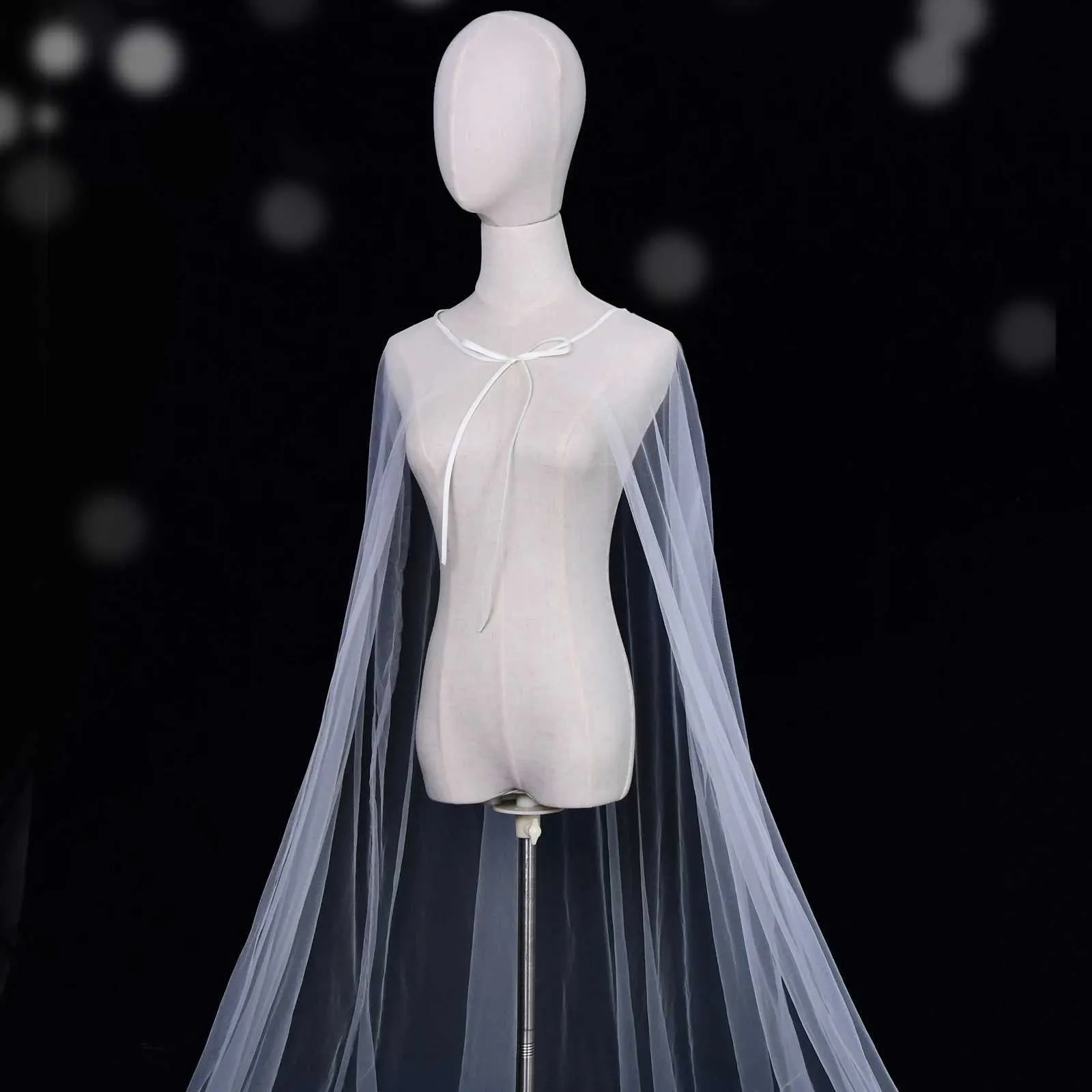 Gioielli per capelli da donna VG16 lungo mantello da cattedrale, velo, giacca, mantello, semplice, bolero, da sposa, morbido, in tulle, scialle, matrimonio_voghion.com