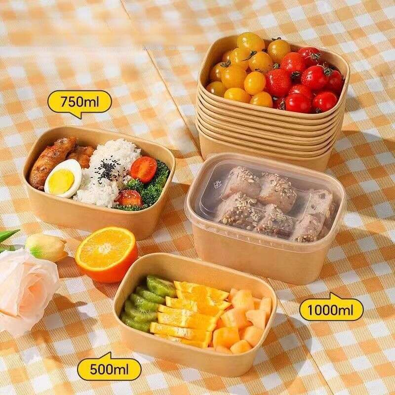 Grilli, piknik, retkeily, kertakäyttöinen lounas Kraft-paperipakkaus Sushi-laatikko, kevytruokasalaattikulho, hedelmäbento-laatikko_voghion.com
