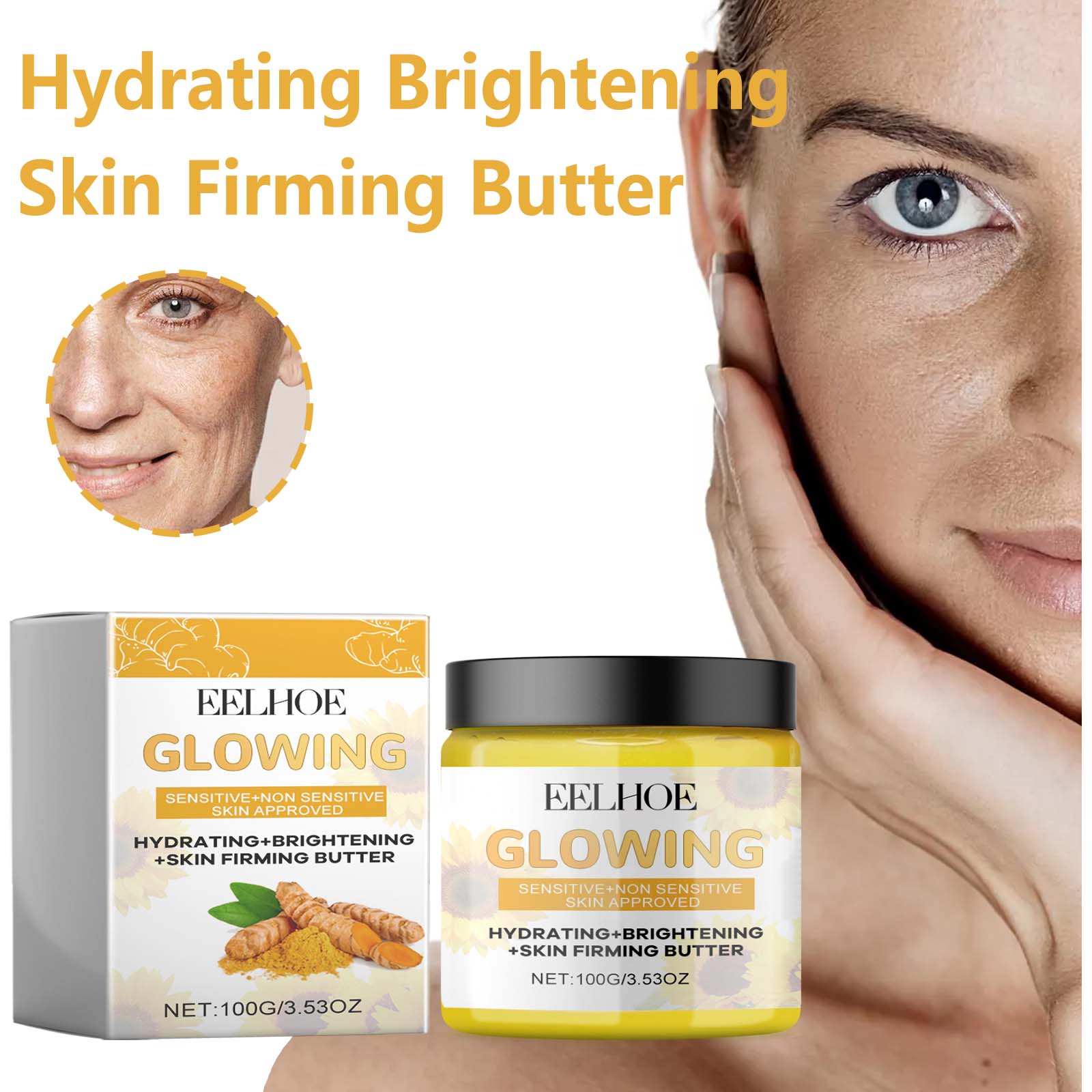 Eelhoe Turmeric Firming Cream Reduces Wrinkles, Firming Facial Skin And Hydrating Anti-Wrinkle Cream_voghion.com