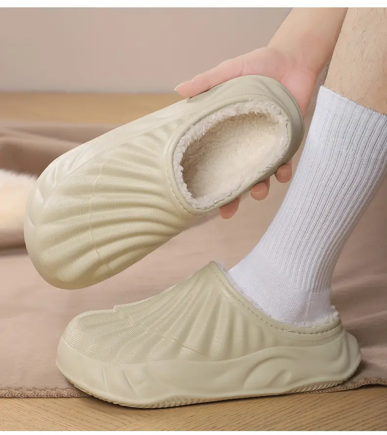 Couple Solid Color Waterproof Cotton Slippers Warm Fashion Casual Can Be Worn Outside Men And Women_voghion.com