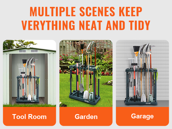 Long-Handled Garden Tower Garage Tool/Rake/Bro Storage, 10 Yard And Tool Hold For Rack Organization Organizer, Tool Slots,_voghion.com