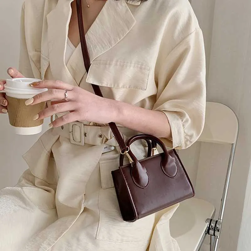 Retro Mini Square Handbag For Women Pu Leather Shoulder Messenger_voghion.com