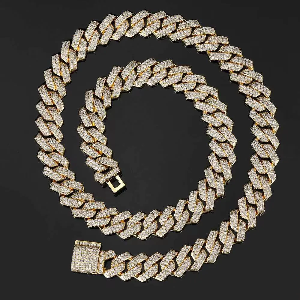 Anhänger Halsketten Designer für Männer Feiner Schmuck Pass Diamant Tester Iced Out Miami Halskette Sterling Silber 14mm Cuban_voghion.com